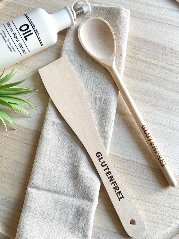 Wooden spatula – Engraved with GLUTEN-FREE | Celiac disease | Gluten-free gift | Gluten-free kitchen utensil