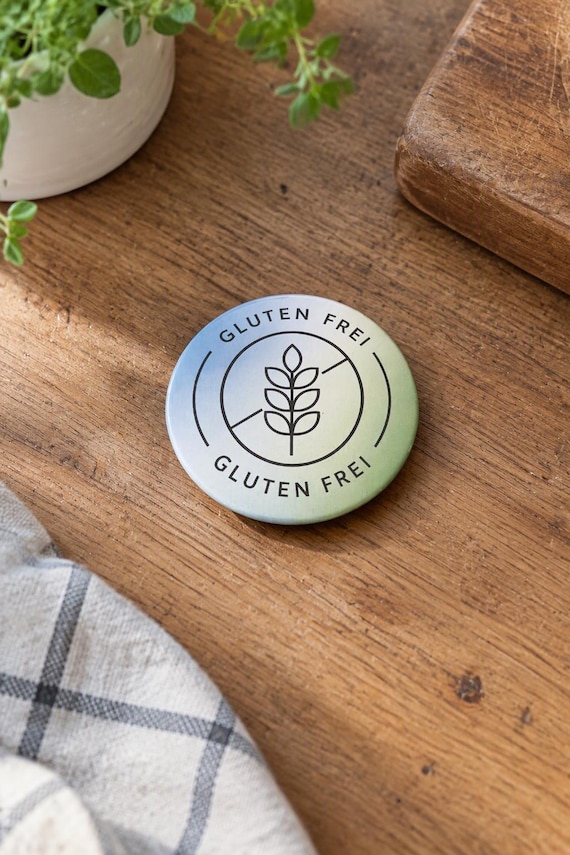 Gluten-free magnet in pastel blue and sage green | Refrigerator magnet 5.8 cm | Celiac disease gift