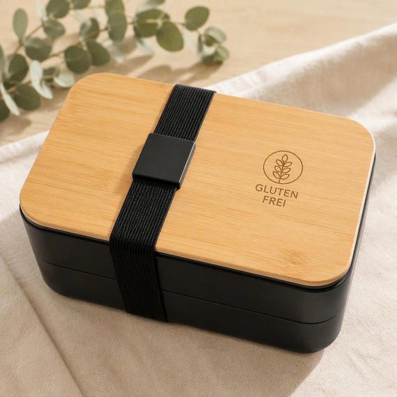 Engraved "GLUTEN FREE" lunchbox | Food box for celiac disease | Bento box with cutlery | Gluten-free gift for children & adults
