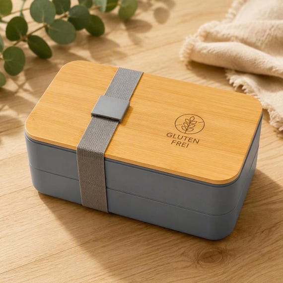 Engraved "GLUTEN FREE" lunchbox | Food box for celiac disease | Bento box with cutlery | Gluten-free gift for children & adults