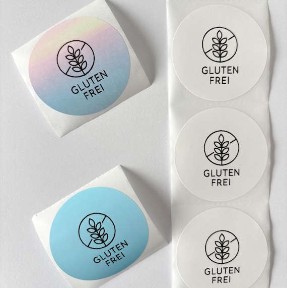 "GLUTEN FREE" stickers | Round | 5 cm (2) | Sticker | Label | Gluten-free | Celiac disease