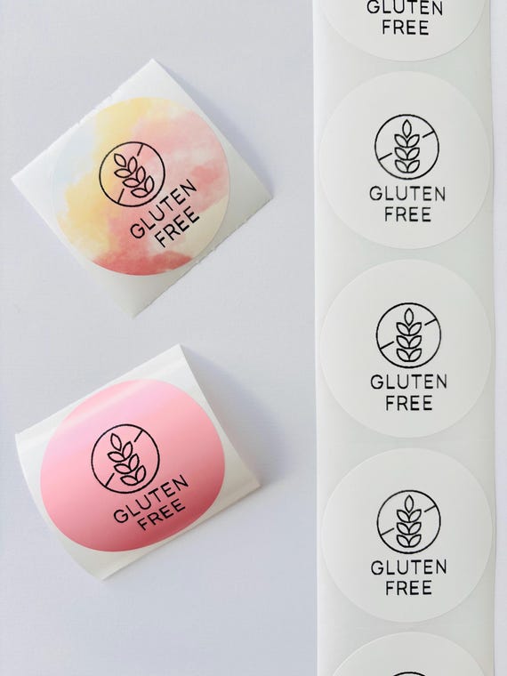 Gluten Free stickers | Round | 5 cm (2) | Sticker | Label | Gluten-free | Celiac disease