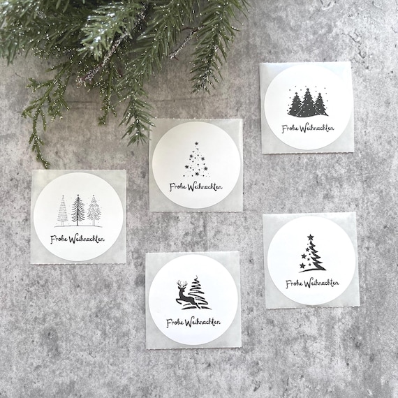 Merry Christmas Stickers | Round | 5 cm (2) | Christmas Time | Gift Stickers for Christmas | Christmas Eve | Merry Christmas
