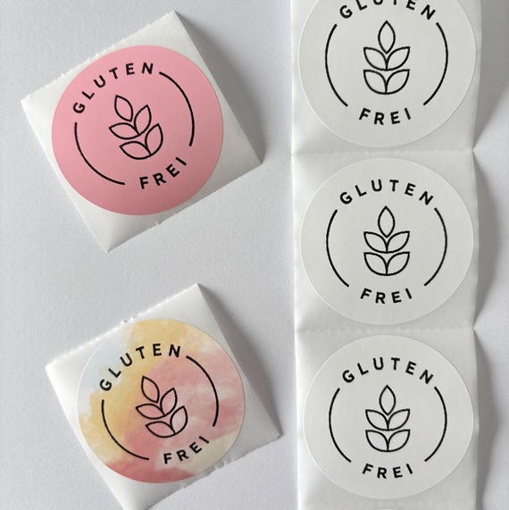 "GLUTEN FREE" stickers | Round | 5 cm (2) | Sticker | Label | Gluten-free | Celiac disease