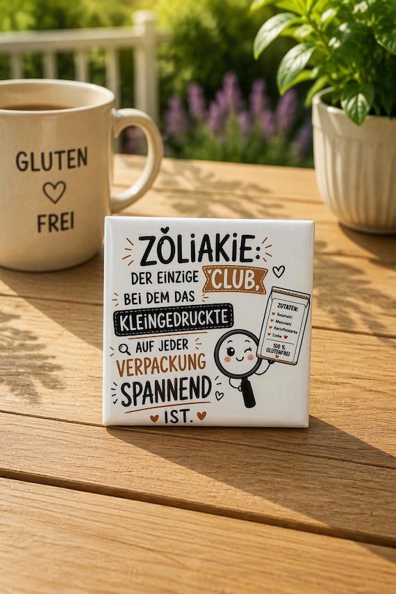 Funny Celiac Disease Magnet 5 x 5 cm | Gluten-Free Gift | Fridge Magnet for Gluten-Free Kitchens | Celiac Club | Gift Idea