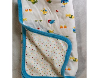 Vtg Y2K Vitamins Baby Security Blanket Lovey 2 sided Animals Polka Dots Cotton