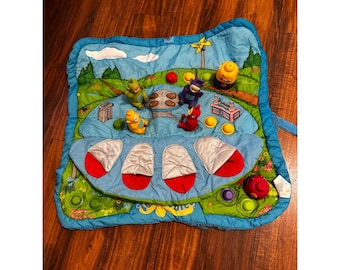 Teletubbies Vtg Mega Bloks INDOOR Play Mat and blocks 24” RARE 1999 Noo-no READ