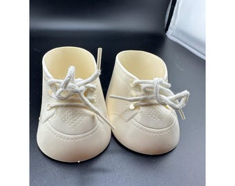 Scarpe da bambola vintage anni '80 Jesmar Cabbage Patch Kids Spagna Diamond White con lacci, RARE