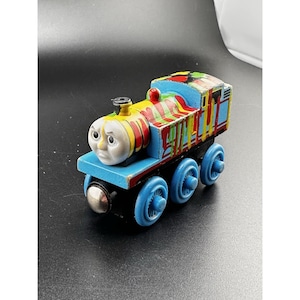 Thomas & Friends Wooden Railway Paint Splattered Thomas Vtg 2003 Train Engine