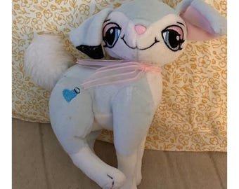 Vintage Bratz blue and white puppy dog pink ribbon Plush stuffed animal Y2K Petz