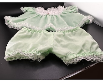 Vtg Cabbage Patch Kids Doll Clothes Green Frilly A-line Lacy Dress Coleco 1983