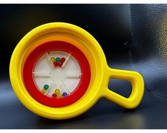 Vtg Fisher-Price Fun with Food Stacking Nest Replacement Yellow Beads Pot READ