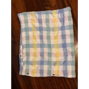 Plaid à franges vintage bleu/vert/rouge/jaune - Linge de maison