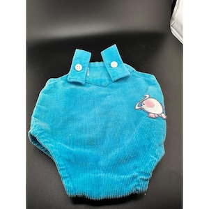 Tuta in velluto a coste blu Cabbage Patch Kids, tuta Elephant Coleco anni '80 LEGGI