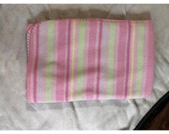 Circo Target Y2K Vtg Baby Security Blanket Lovey Pink & Green Striped Fleece REA