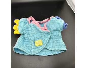 Cabbage Patch Kids Vtg Bath Swim Baby Doll Cover Up Splashin’ Top Blue Textured