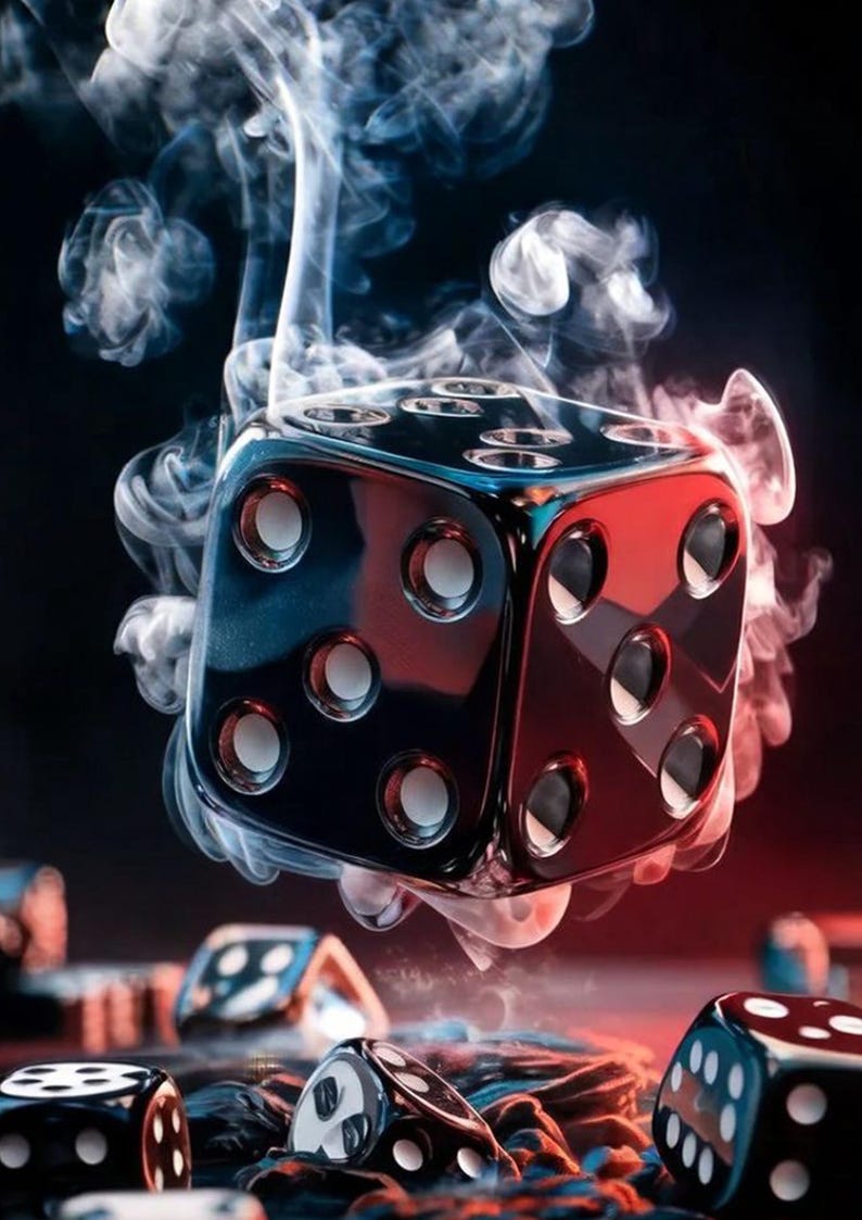 Casino Dice Print Pattern Automatic Foldable Umbrella