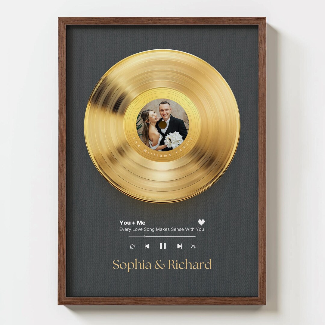 Gold Vinyl Record Wedding Poster Template, Luxury Custom Song Wall Art ...