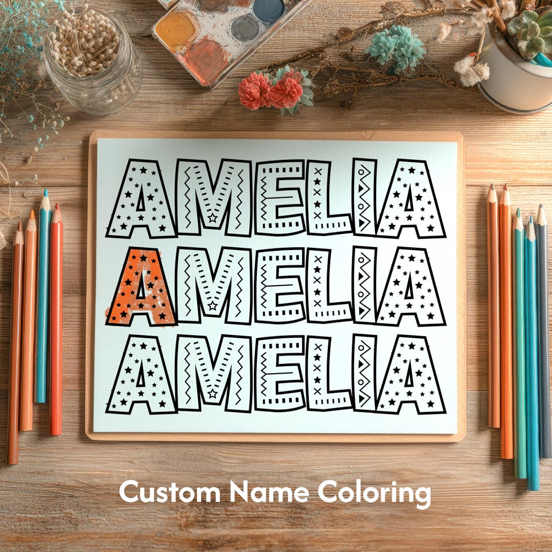 Personalized Name Coloring Page for Kids – Triple Design Printable ...