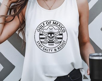 Gulf of Mexico Tee Pirate Protest Tank Top Social Justice Resistance Anti Trump Resist Cotton Sleeveless Shirt Democrat Apparel
