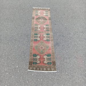 Handmade Wool Turkish Runner Rug: Vintage Oushak Style, 2x6 ft