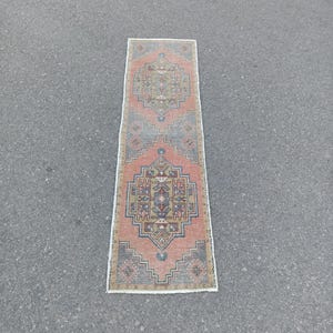 Handmade Wool Turkish Runner Rug: Vintage Oushak 2x6