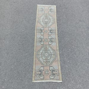 Handmade Wool Turkish Runner Rug: Vintage Anatolian Home Decor (1.7x5.10 FT)
