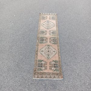 Vintage Turkish Oushak Runner Rug: Handmade Wool Entryway Carpet (2x6)
