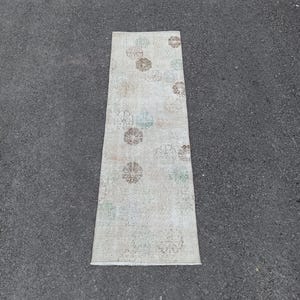 Vintage Oushak Wool Runner: Turkish Small Rug, Handmade
