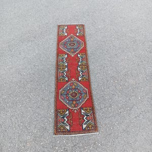 Handmade Wool Turkish Runner Rug: Vintage Oushak Style (2x6)