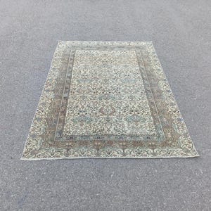 5x7 Vintage Rug, 5x7 Turkish Rug, Handmade Wool Rug, 5x7 Livingroom Rug, 5x7 Entryway Rug, Oushak Rug 5x7, Anatolian Carpet 5x7, Neutral Rug