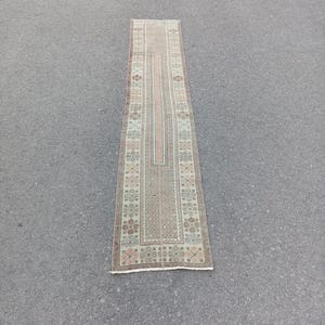 Tapete corredor vintage de lã patchwork: 1,9 x 9 pés, tapete para corredor