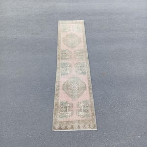 Vintage Turkish Wool Runner: Handmade Oushak Rug (1.6x6.1 FT)