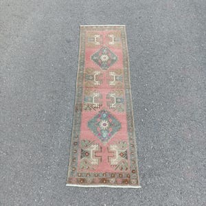 Handmade Turkish Wool Runner Rug 2x6: Vintage Woven Kitchen Mat