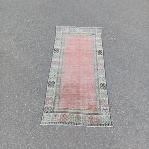 2x5 Ft Small Runner, Vintage Rug, Turkish Short Runner, Handmade Wool Woven Rug, Entry Decor Rug, Small Area Rug, Oushak Tribal Rug, Carpet