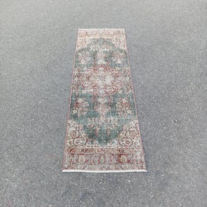 Vintage Turkish Wool Runner Rug: Handmade Antique Hallway Carpet (2x6.4 FT)