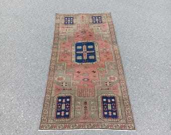 Handmade Wool Azerbaijan Rug 3x7: Antique Persian Style