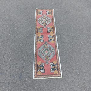 Handmade Wool Turkish Runner Rug: Oushak Style, 2x6 FT