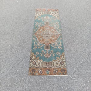 Handmade Wool Runner Rug: Vintage Turkish Oushak, 2.1x5.11 FT