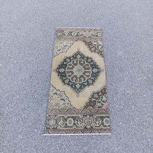 2x5 Vintage Rug, Small Runner Rug, Turkish Rug, Handmade Wool Rug, Bedroom Bathroom Entryway Rug, Home Decor Rug, Neutral Rug,  2.3x4.9 FT