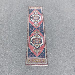 Vintage Heriz Wool Runner Rug: 2x6.8 ft, Oriental Entryway Carpet