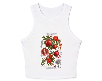 Tanktop mit Granatapfel-Motiv | Vintage-Fruchtillustration