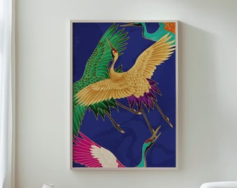 Bird Wall Art, Colorful Birds, Modern Bird Art, Elegant Flying Birds, Vibrant Wall Decor, Nature Inspired Home Decor, Bird Lovers Gift