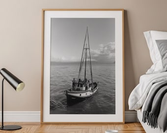 Vintage Boat Print, Nautical Wall Art, Coastal Decor, Black and White Boat Print, Vintage Nautical Art, Beach House Decor, Maritime Decor