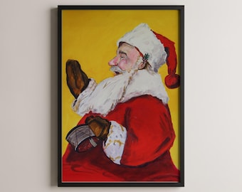 Klassische Weihnachtsmann-Wandkunst, Weihnachtsdekor, Feiertags-Wandkunst, Weinlese-Weihnachtskunst, festliches Hauptdekor, Weihnachtsdekoration, fröhliches Kunstwerk