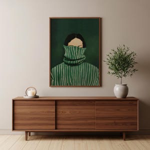 Emerald Green Abstract Woman Wall Art, Modern Home Decor, Digital Download Art, Printable Artwork, Contemporary Art for Living Room image 3