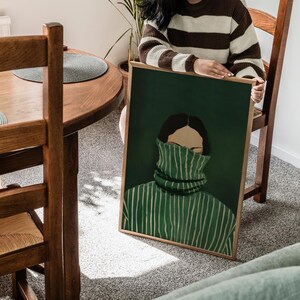 Emerald Green Abstract Woman Wall Art, Modern Home Decor, Digital Download Art, Printable Artwork, Contemporary Art for Living Room image 7