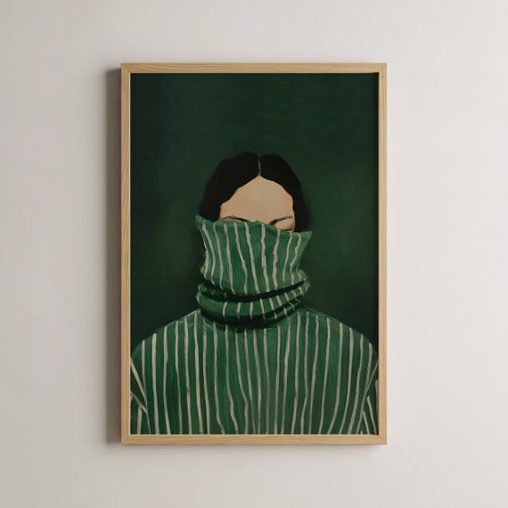 Emerald Green Abstract Woman Wall Art, Modern Home Decor, Digital Download Art, Printable Artwork, Contemporary Art for Living Room