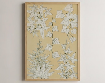 Stampa botanica vintage di foglie, illustrazione naturalistica (download digitale)