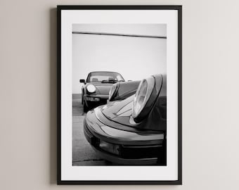 Vintage Porsche Black and White Photography Print, Porsche 911 Poster, Classic Car